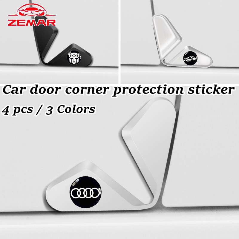 4 ชิ้น Audi สติกเกอร์ป้องกันมุมประตูรถยนต์ สติกเกอร์ป้องกันการชนประตูรถยนต์ สติกเกอร์ทนต่อรอยขีดข่วน