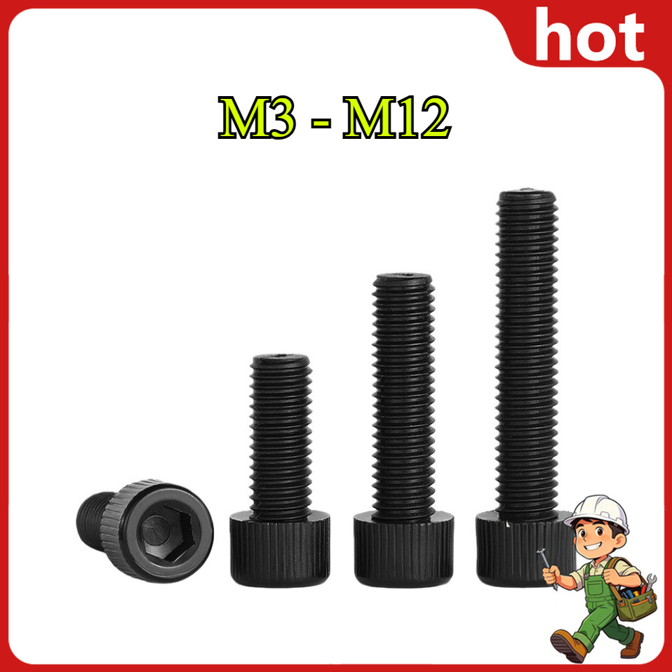 สกรูหัวจม/หกเหลี่ยม/สกรูหัวจมดํา/น็อตดำ หัวจม/น็อต สกรู หัวจม ไนลอน  พลาสติกใส หัวกลม M3/M4/M5/M6/M8