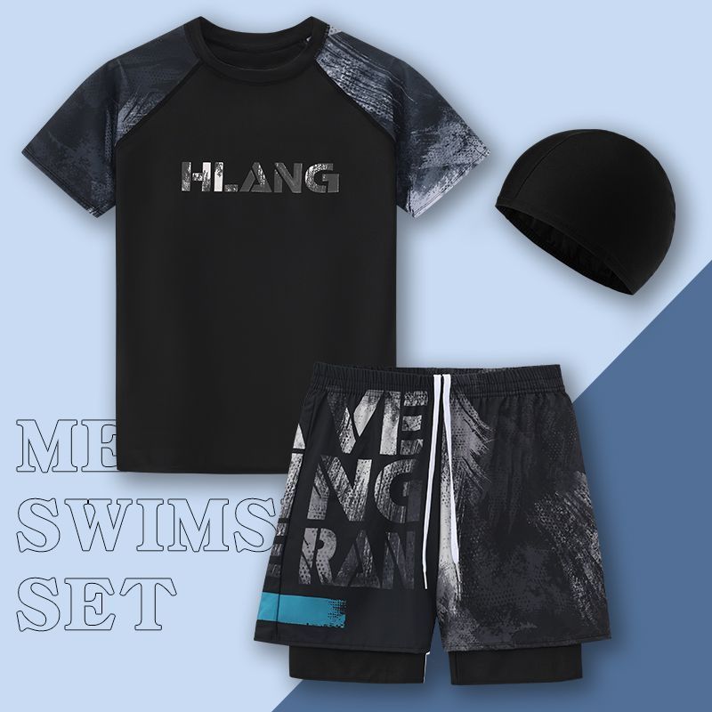 ชุดว่ายน้ำสูทผู้ชายสไตล์ใหม่ Anti-Embarrassment สำหรับคน:sizeใหญ่ - รูปที่ 4