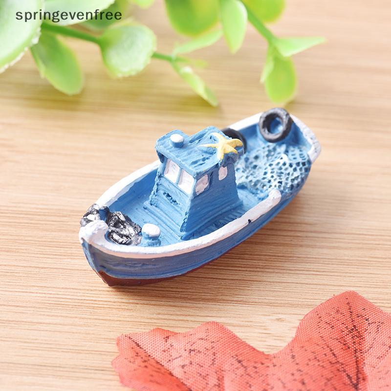 Springevenfree Pop 1pcs เรือยอชท์เรือตกปลา Miniature Fairy Garden Home Houses Craft Micro Landscape 