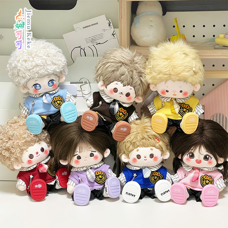 เสื้อผ้าผ้าฝ้าย "ห้องเรียนดาวน่ารัก" ชุดเปลี่ยนคู่ 10 ซม./15 ซม./20 ซม. [ไม่มีตุ๊กตา]