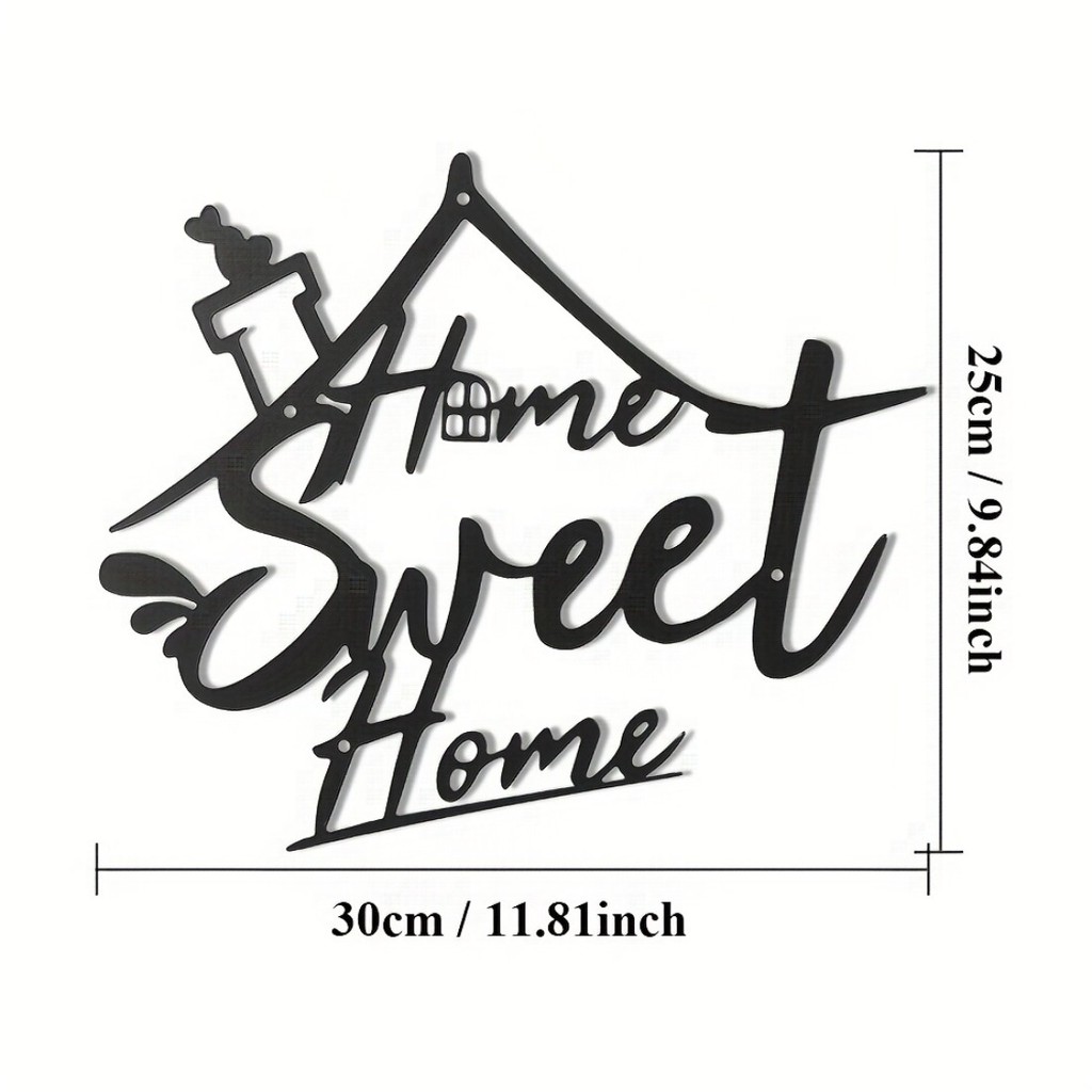 CIFbuy Home Sweet Home ป้ายผนังโลหะตกแต่งชนบทแขวนประตูพิธีขึ้นบ้านใหม่