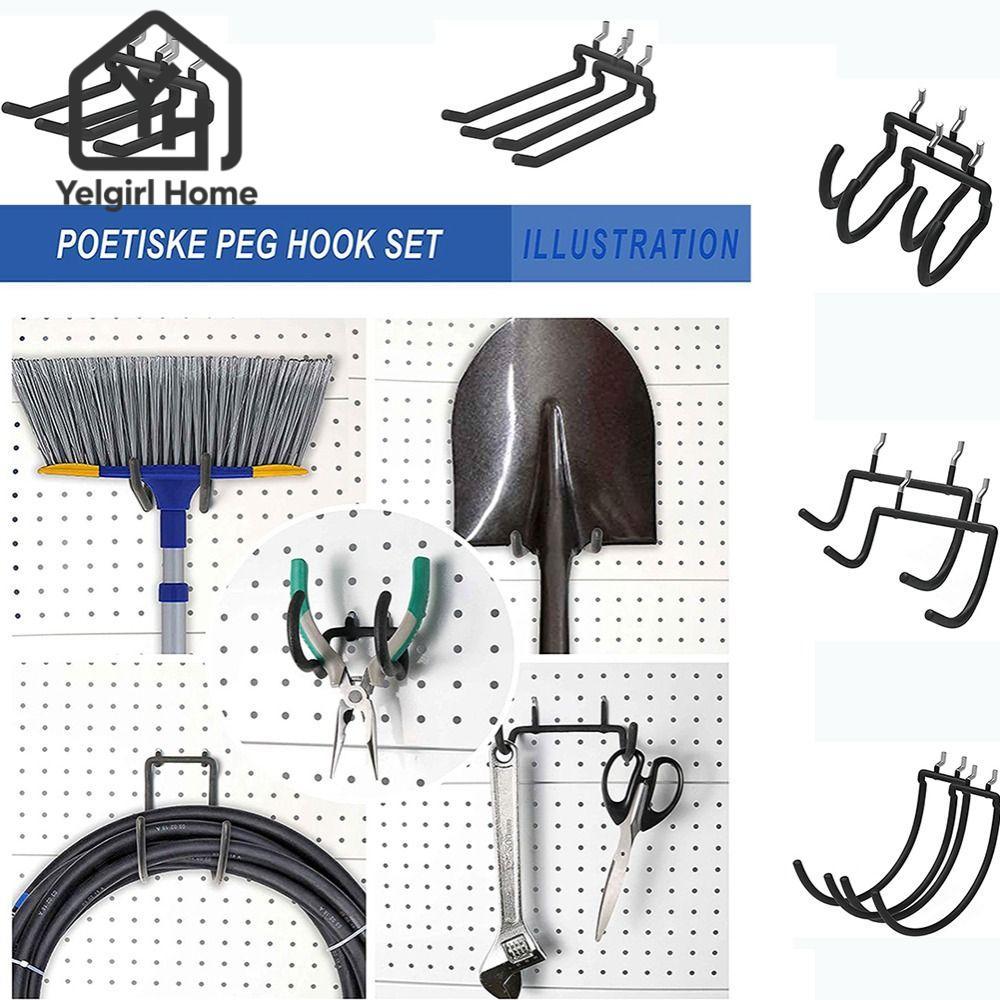 Yelgirlb โรงรถตะขอเหล็ก Multi-Function Hole แผ่น Rack Pegboard ผู้ถือเครื่องมือ Pegboard เจาะ Heavy Duty ตะขอสว่านไฟฟ้าตะขอแขวน
