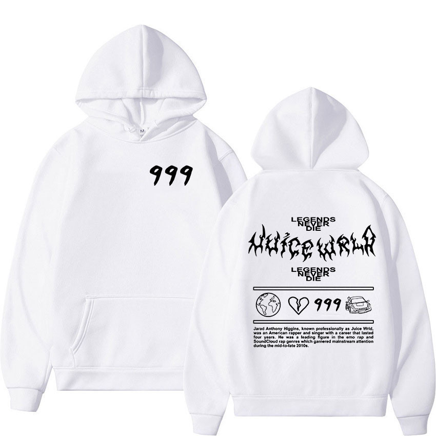 Juice Wrld แขนยาว Hoodie แร็ปเปอร์ Juice Wrld 999 ตัวอักษรแฟชั่นผู้ชายและผู้หญิง Hoodie สไตล์ฮิปฮอป