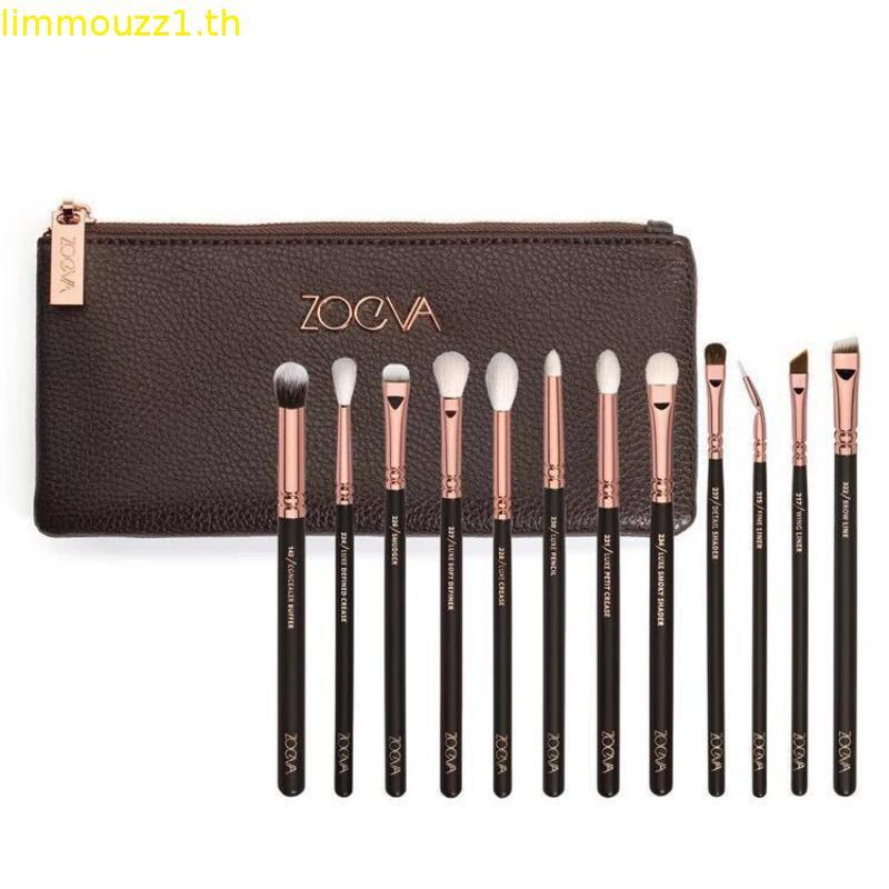 ZOEVA 15 ชิ้นสีน้ําตาล/สีดําแปรงแต่งหน้าแป้งฝุ่น Blush อายแชโดว์ Eyebrow Brush ชุดแปรงแต่งหน้าไฮไลท์