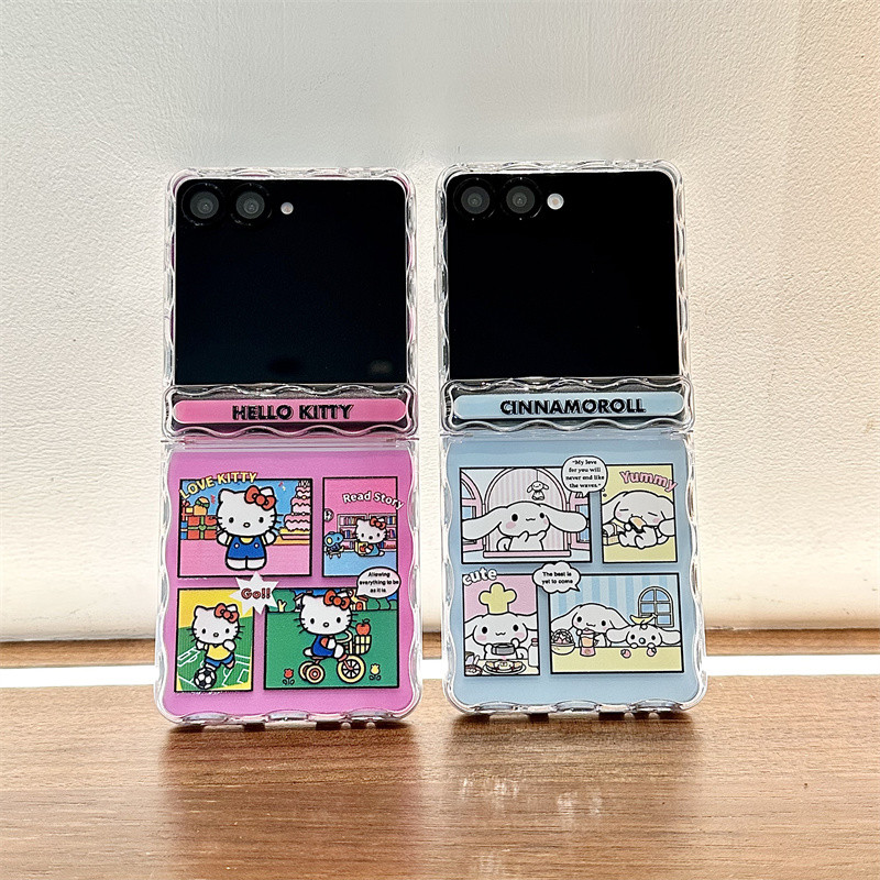 น่ารัก Cinnamoroll สร้อยข้อมือแม่เหล็ก Central Axis Wave เคสโทรศัพท์สําหรับ Samsung Galaxy Z Flip 7 