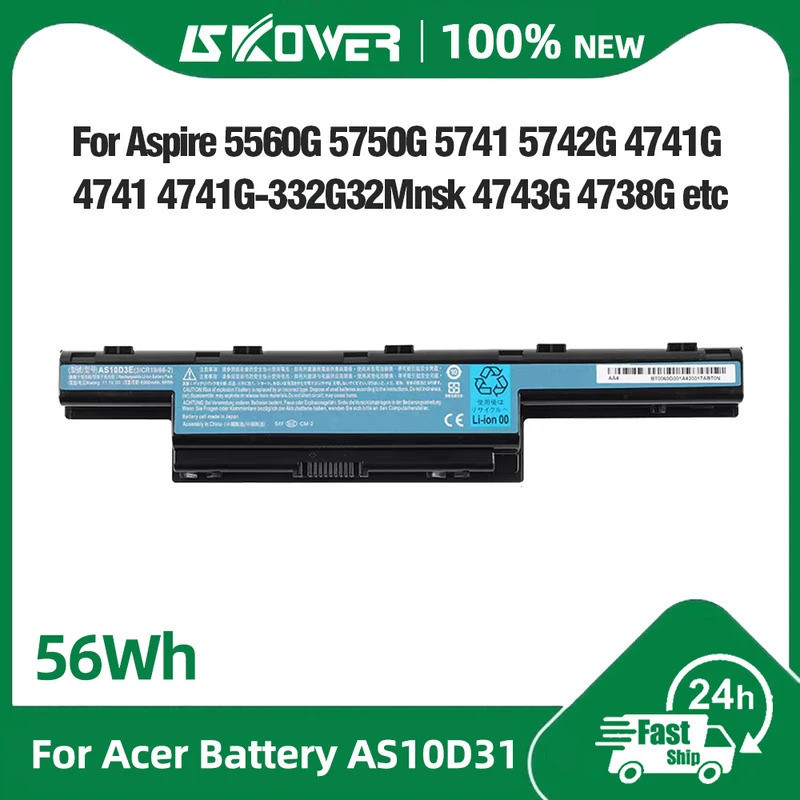 แบตเตอรี่ 5200mAh AS10D31 สำหรับ Acer Aspire V3-471 4250 4741 4733 4750Z 5551 5741G 5742 E1-531 5750 AS10D61 AS10D75 AS1