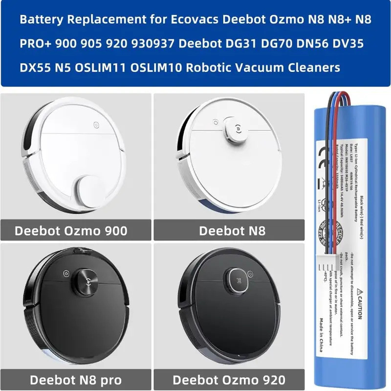 แบตเตอรี่ลิเธียมไอออน 14.4V สำหรับหุ่นยนต์ดูดฝุ่น Ecovacs รูปที่ 3