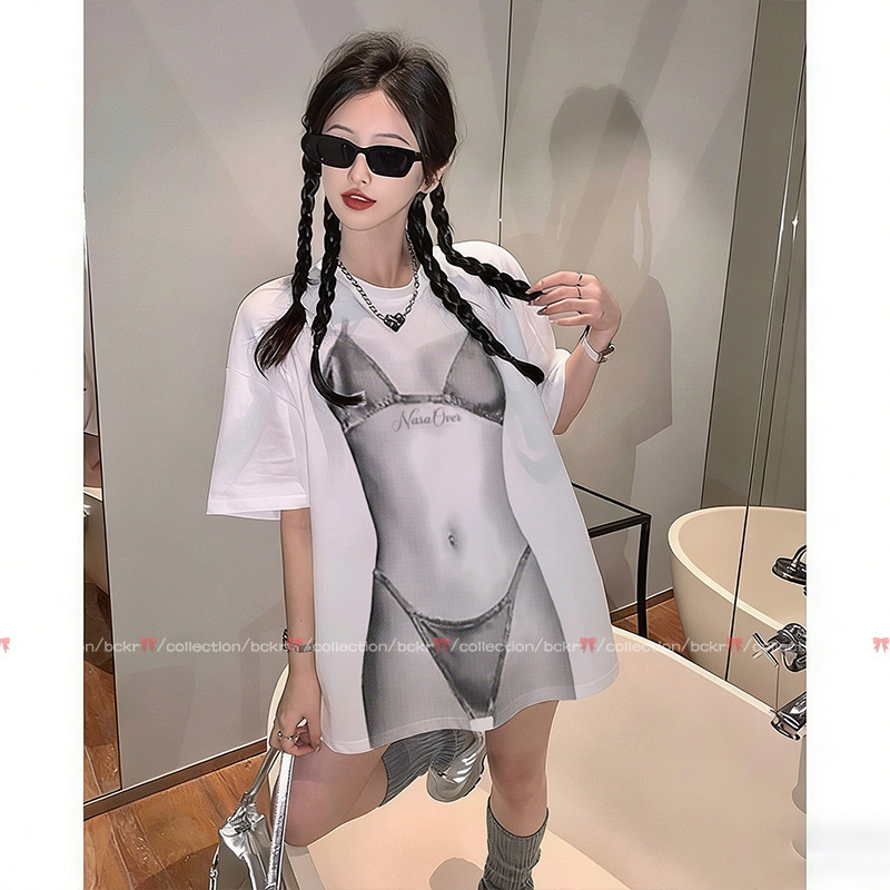 【จัดส่งตลอด 24 ชั่วโมง】🔥BCKR บิกินี่กราฟฟิตี้เทศกาลสงกรานต์oversizeเสื้อคอกลม💦เสื้อผญเสื่อยืดYG1629