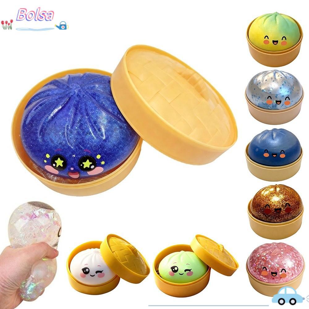 BOLSA ซาลาเปายัดไส้นึ่ง Squishy Pinch Le, พร้อม Steamer Soft Dumplings Squishy ของเล่น, บรรเทาความเครียดความวิตกกังวล