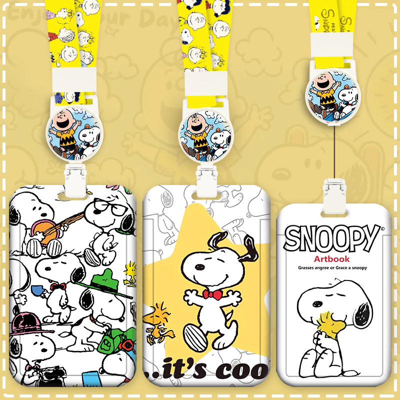 Snoopy Retractable Long Rope Badge Shell Bus Card Name Tag ลาย HD#FT96