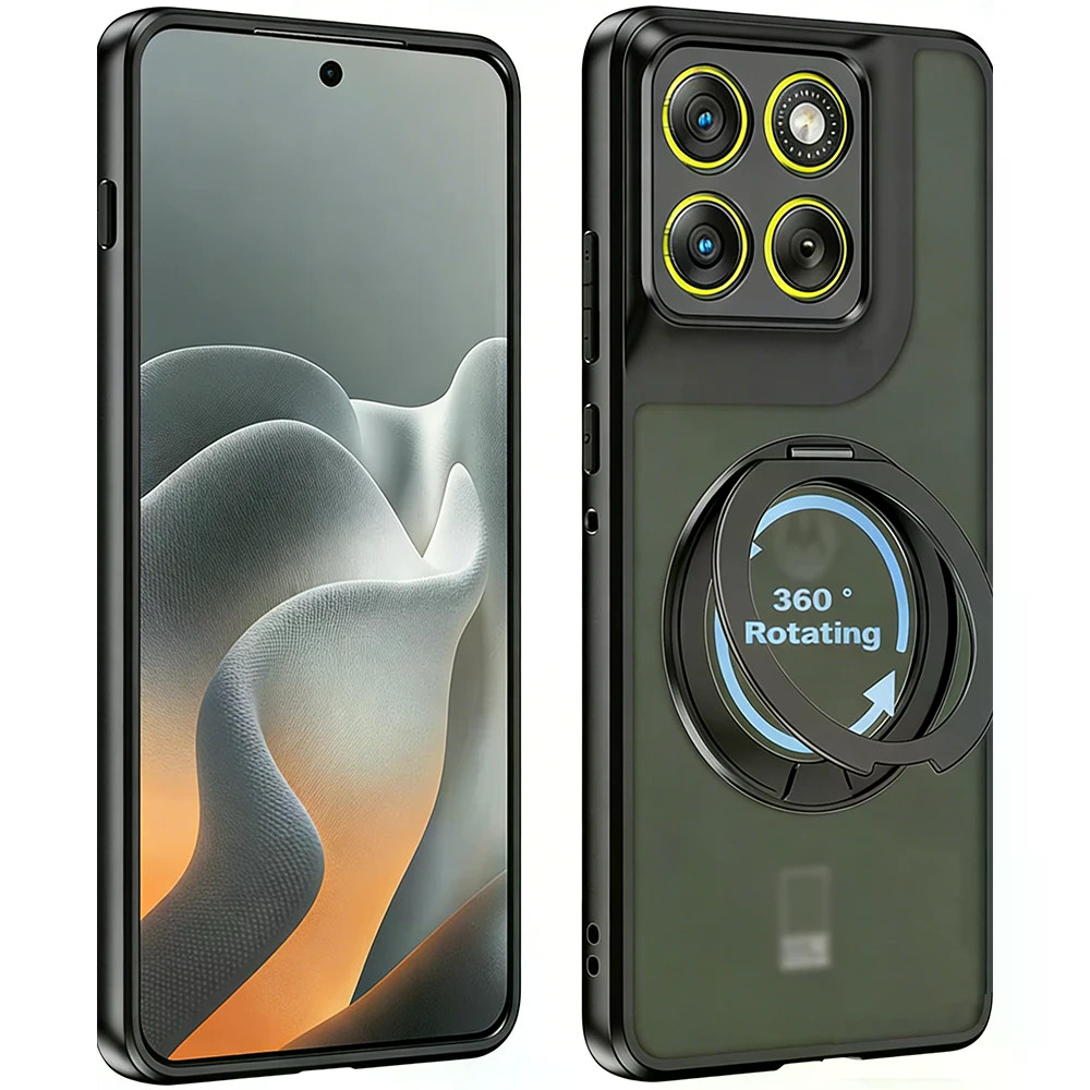 360° หมุนกันกระแทก Kickstand Hard Magnetic Wireless Charging Case สําหรับ MOTOROLA Moto Edge 70 Fusi