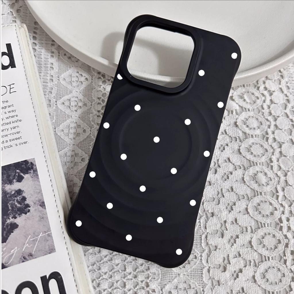 เคสไอโฟน เคส iPhone 16/16 Pro/16 Pro Max แม่เหล็ก มุม4เสริมรับแรงกระแทก ลายจุด ขอบคลื่นใหญ่ – สีสดใส ไม่หายสี