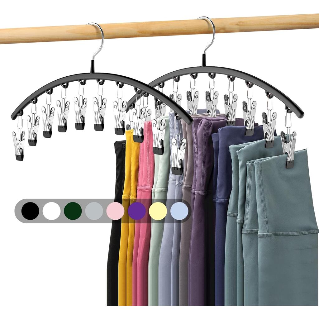 Legging Organizer สําหรับตู้เสื้อผ้า,โลหะโยคะกางเกงแขวน,ประหยัดพื้นที่แขวนตู้เสื้อผ้า Organizer w/ยางเคลือบตู้เสื้อผ้าออแกไนเซอร์และจัดเก็บ,สีดํา