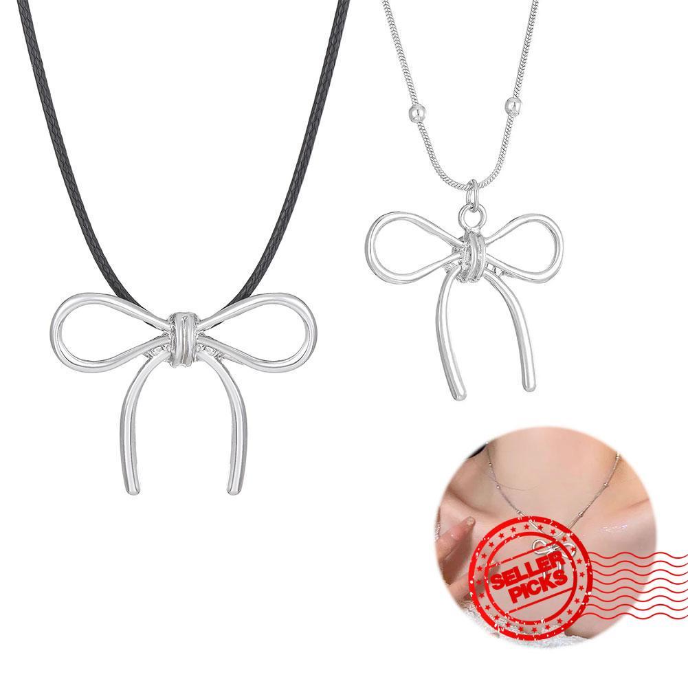 สร้อยคอโบว์เกาหลีส่วนบุคคล Silverr สีโบว์ Collarbone High-End Light สร้อยคอผู้หญิง R8M1
