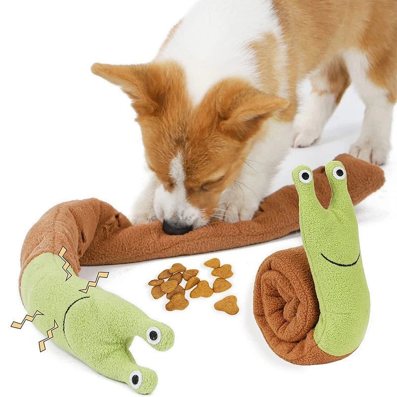 Dog Snuffle Toy Snail Interactive Plush Puzzle สําหรับ Olfactory Training ฟันบด