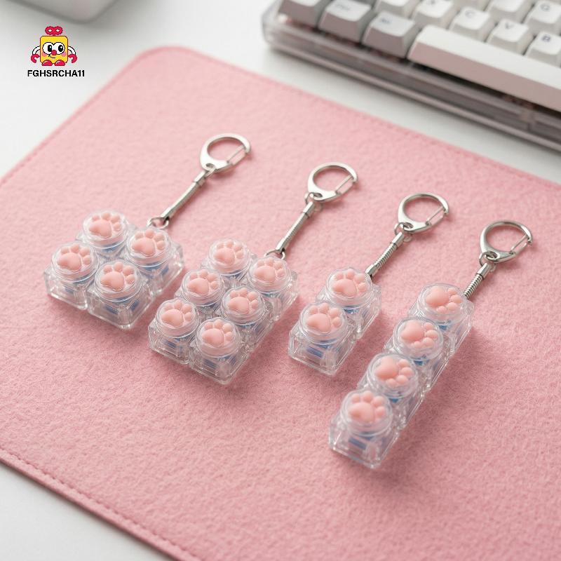 ⚡ของเล่นบรรเทาความเครียด⚡FG ซิลิโคน Soft Cat Claws คีย์บอร์ด Fidget ของเล่นคริสตัล Keycap พวงกุญแจความเครียดบรรเทาปลายนิ้ว Gadget Dpression ของเล่น HS