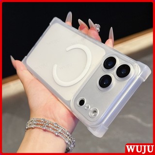 เคสแม่เหล็กเคลือบใส WUJU เข้ากันได้กับ IPhone 17 16 15 14 13 Pro Max พร้อมการป้องกันกันกระแทกป้องกันการตกมุมขวา
