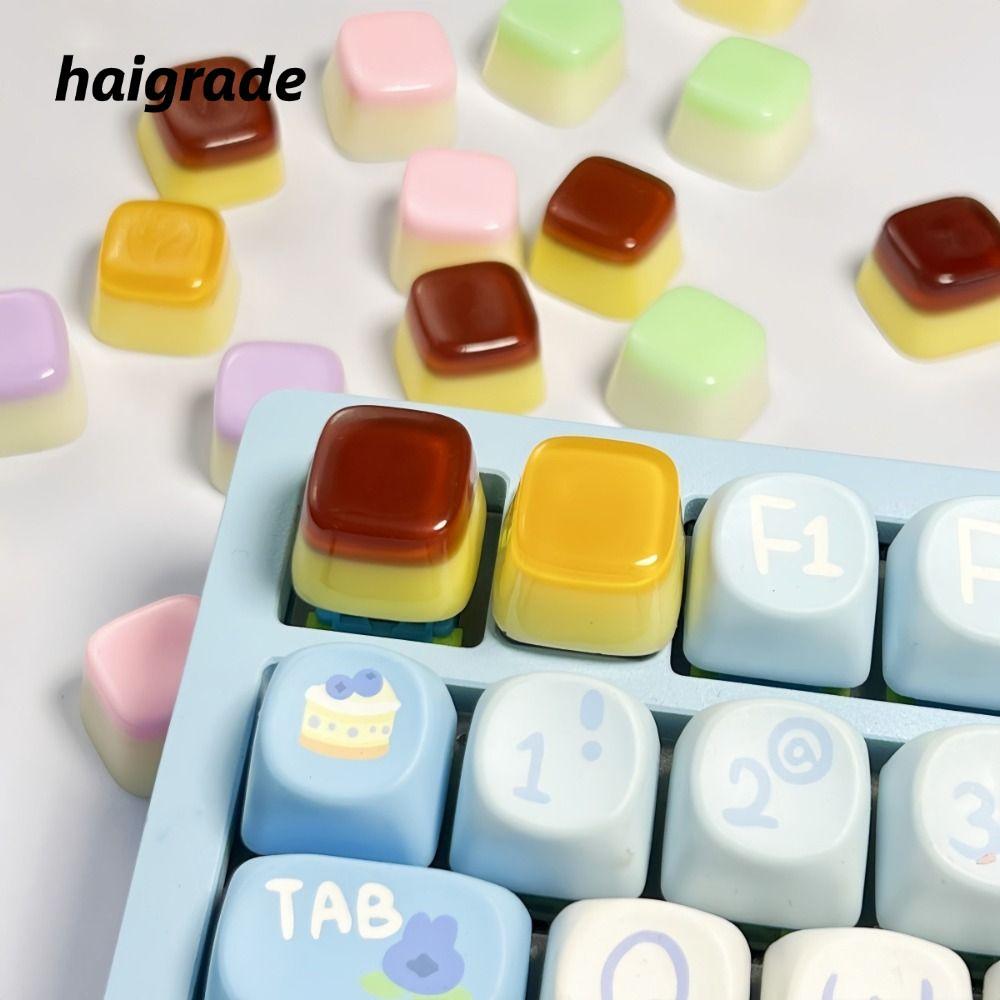 HAIGRADE Jelly Pudding Keycap, กาวพื้นผิวคีย์บอร์ดคีย์ Caps, น่ารักเรซิ่น Cross Shaft Jelly Keycap ค