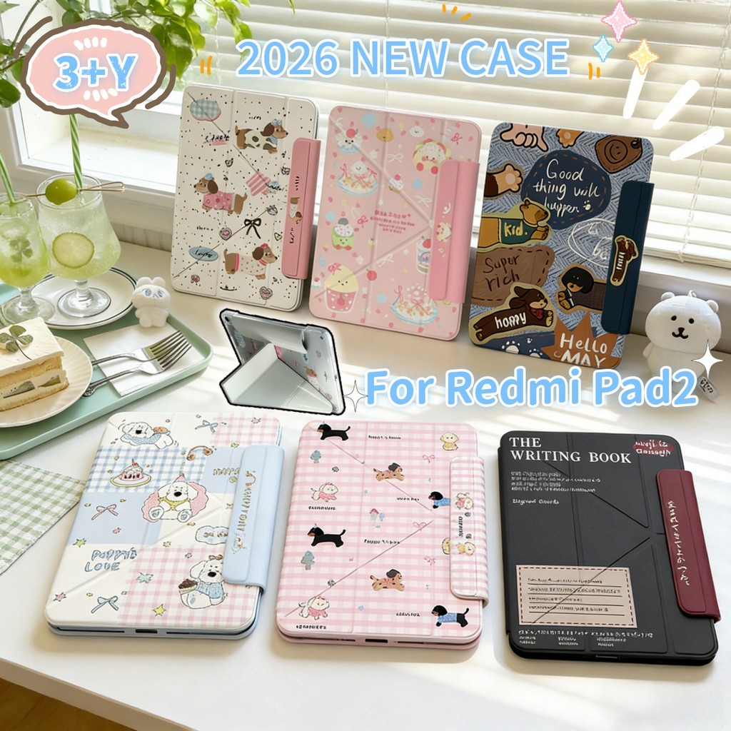 เคสป้องกันแท็บเล็ต แบบใส สําหรับ Redmi Pad 2 กันแท็บเล็ต กันกระแทก พับได้+ประเภท Y เคสลายการ์ตูน