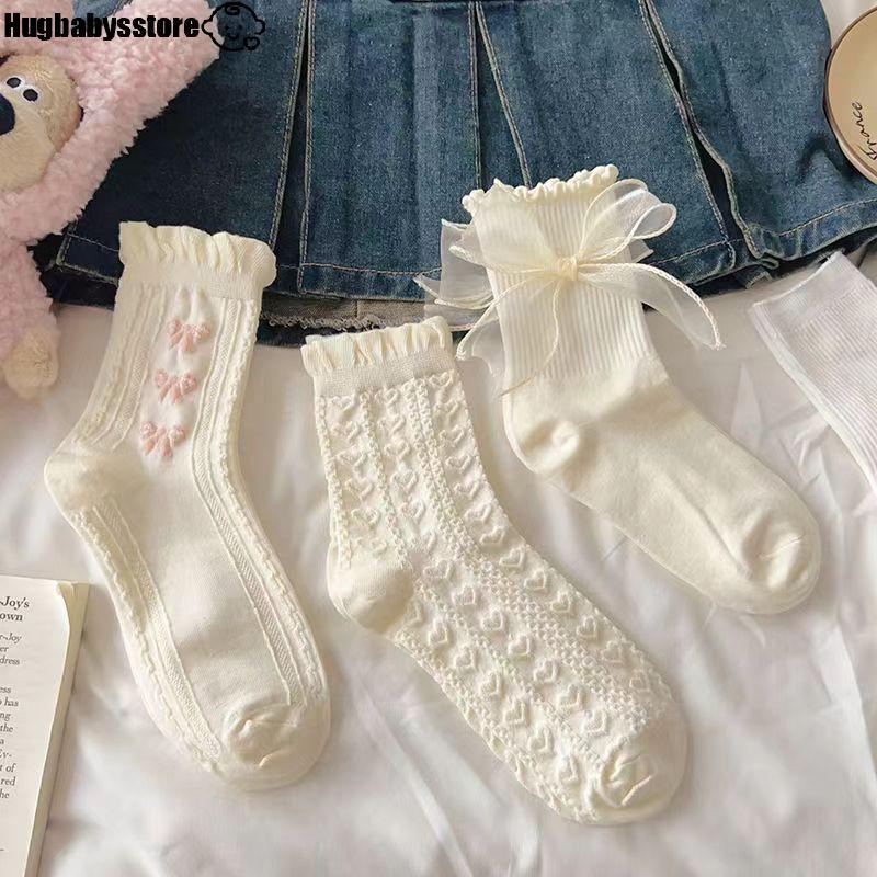 [Hugbabys-t] 1 คู่ Lolita Sos Bow หลอดกลาง Preppy สไตล์เจ้าหญิง Sos JK Streetwear