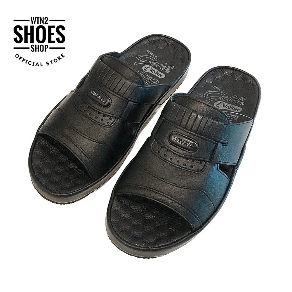 Men Leather Sandals Shoes Walker M1320 Black