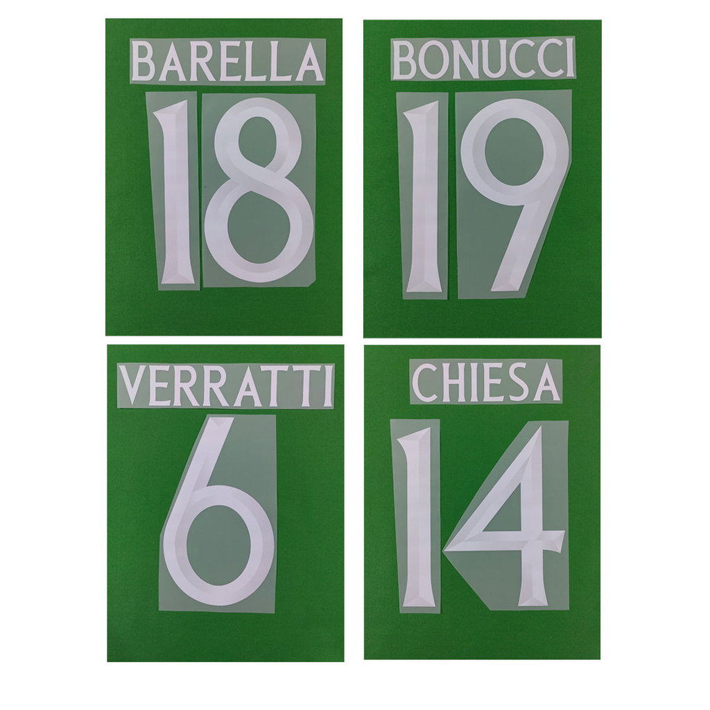 2023 ทีมชาติ Nameset 18 Barella 19 Bonucci 14 Chiesa 6 Verratti Iron On Heat Transfer Soccer Patch B