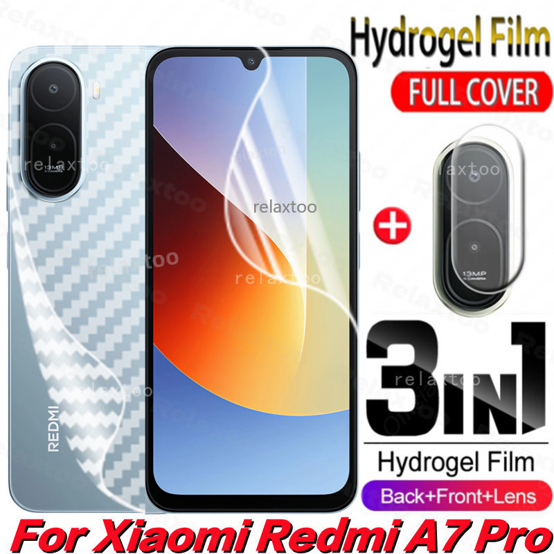 3IN1 ด้านหน้ากลับ Hydrogel Soft ฟิล์มสําหรับ Xiaomi RedmiA7 Redmi A7 Pro A7Pro RedmiA7Pro 4G 5G 2026 ป้องกันหน้าจอกล้องเลนส์ปกป้องฟิล์มโทรศัพท์, ไม่ใช่กระจกนิรภัย
