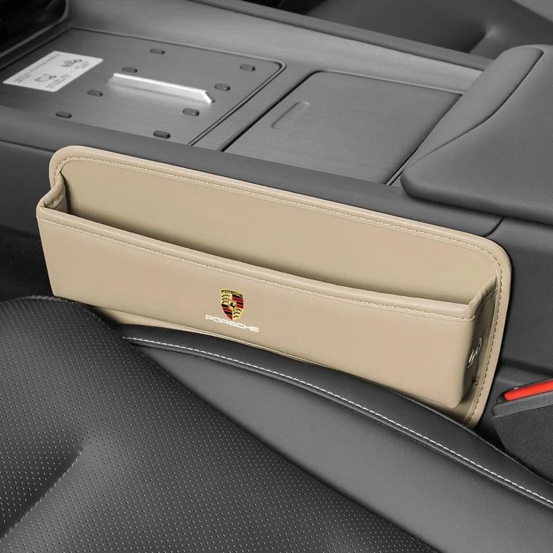 PU หนังรถที่นั่ง Gap Organizer กล่องเก็บสําหรับ Porsche Cayenne Panamera Macan 911 718 Taycan Cayman
