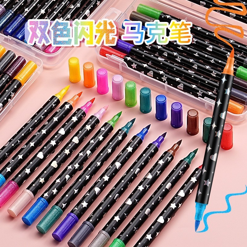 Pearl Glitter Marker Pen เด็กนักเรียนทาสีคู่มือเจลสี Glitter20260411
