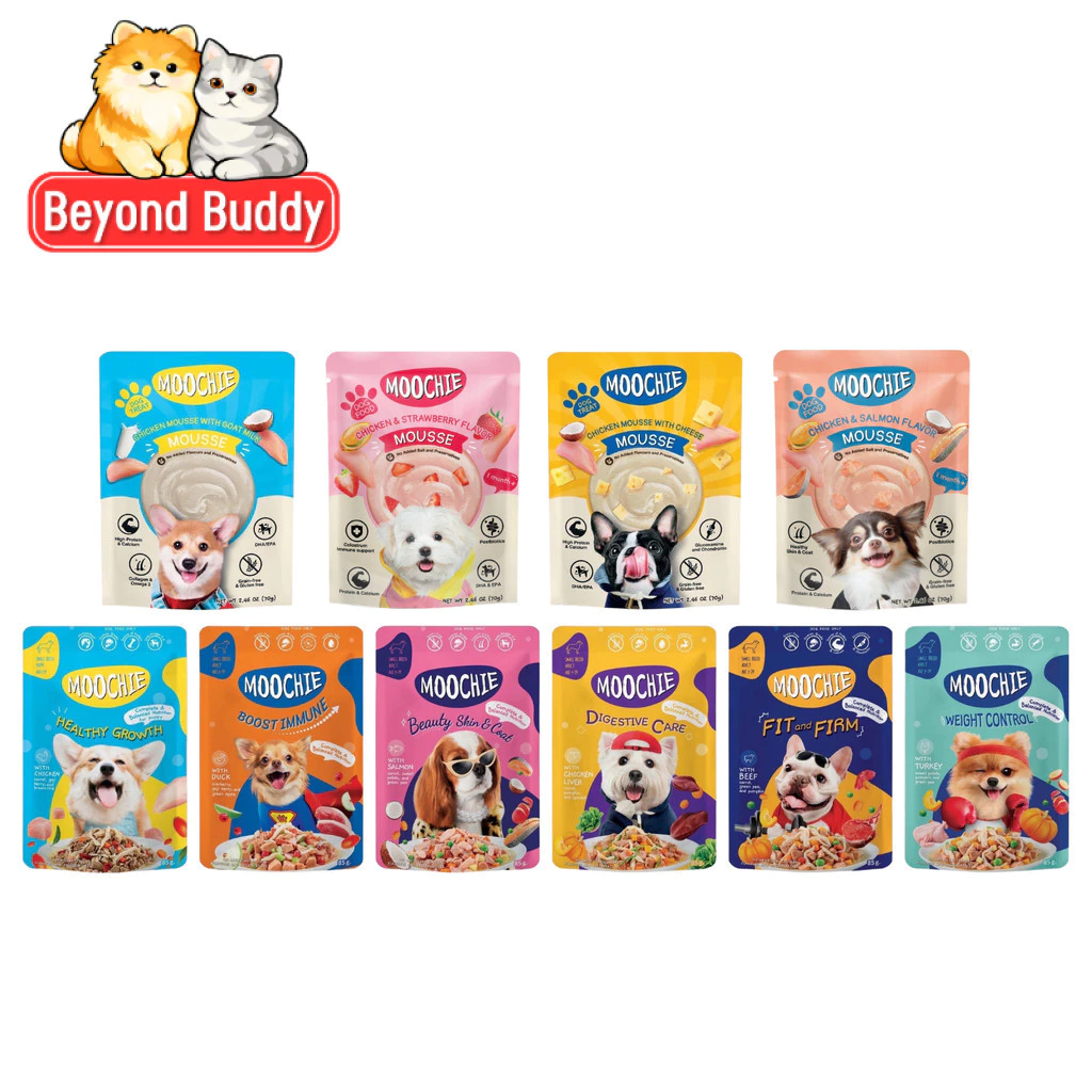 Moochie มูชี่ อาหารเปียกสุนัข ลูกสุนัข สุนัขโต Complete&Balanced ไม่เติมเกลือ เปียกสุนัข 70-85g
