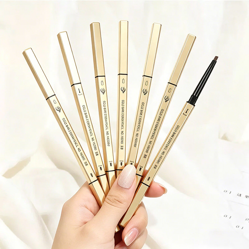 【อัพเกรด】ดินสอเขียนคิ้วกันน้ำ 2 in 1 หมุนดินสอเขียนคิ้วพร้อมแปรงเขียนคิ้ว ดินสอเขียนคิ้วสองหัวึ 4 สีให้เลือก