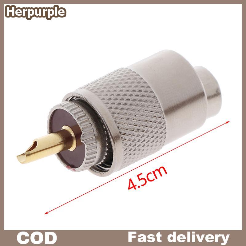 Herpurple 1PCS UHF PL259 ชายปลั๊กตรง Solder Connector อะแดปเตอร์สําหรับ RG8U RG58-3 TH