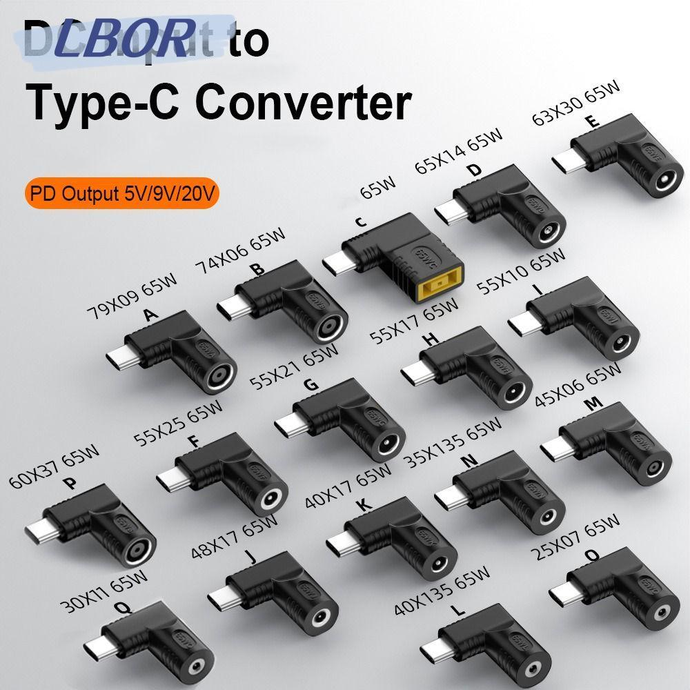 LBOR DC to Type C Converter 5v 9v 12v ปลั๊กสี่เหลี่ยม 5.5X2.5 7.4X0.9 4.5X0.6mm แล็ปท็อปชาร์จสําหรับ