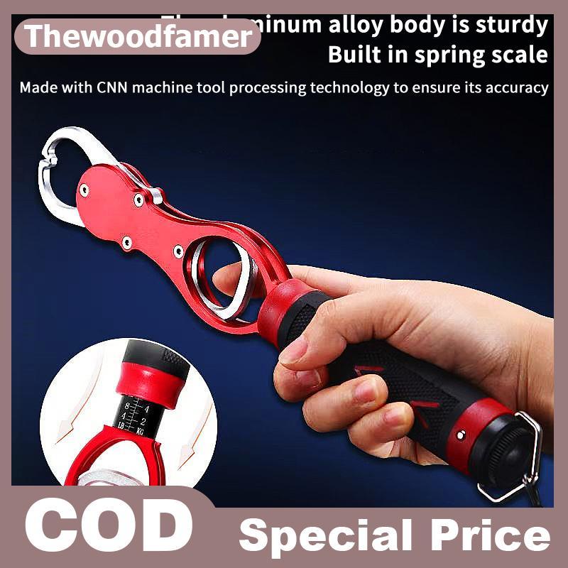 Thewoodfamer ตกปลา Lip Gripper ปลา Plier Hand Grip แบบพกพาอลูมิเนียมตกปลา Grip Hook Gripper พร้อมน้ํ