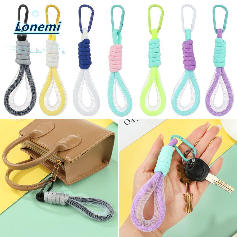 LONEMI Lanyard พวงกุญแจ Keycord แขวนเชือกสั้นสําหรับกระเป๋าเรืองแสงสีตาข่าย Landyard