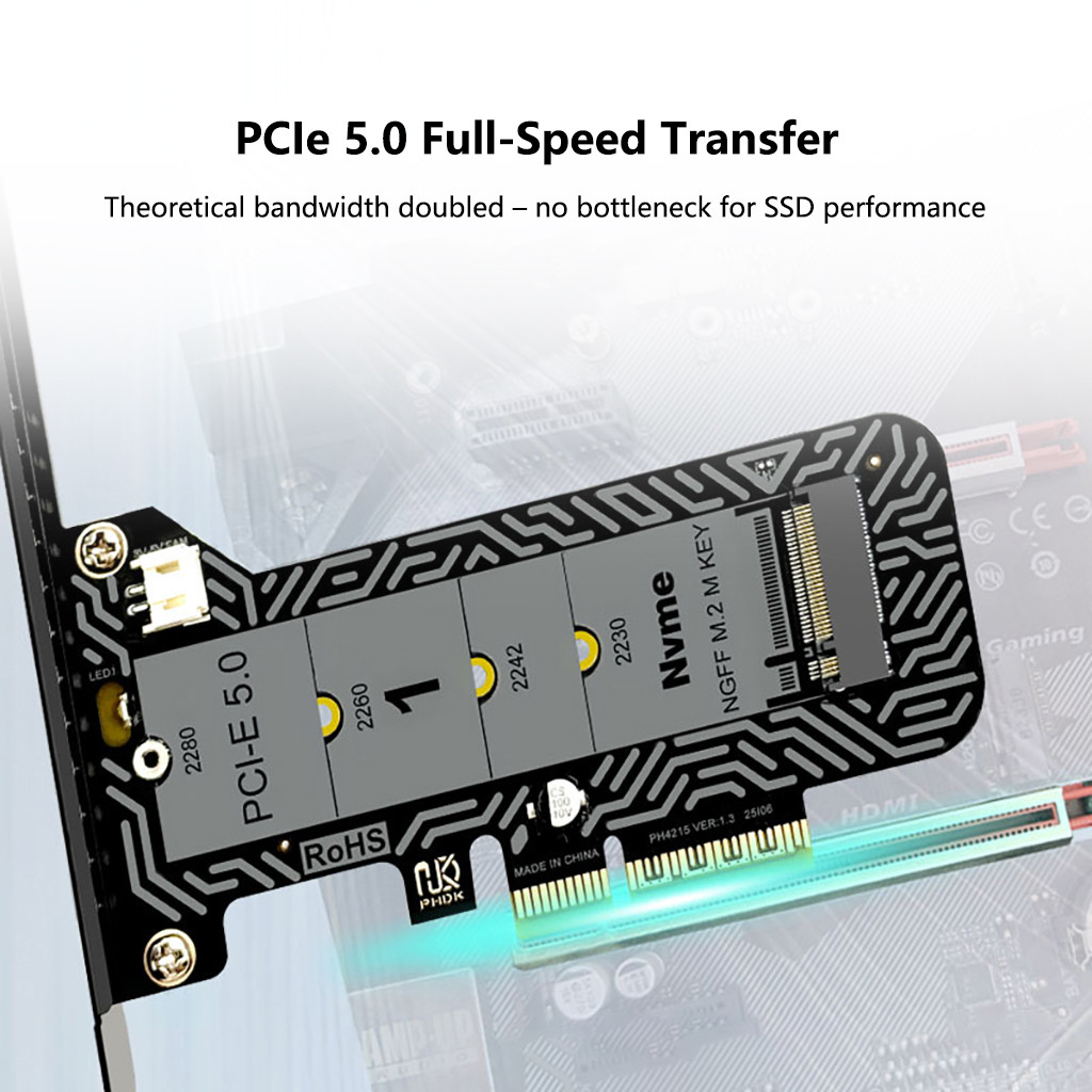 (PHDK) M.2NVME SSD ไปยัง PCIe X4 การ์ดขยายอะแดปเตอร์รองรับ PCIe 5.0-Half / Full Haffle