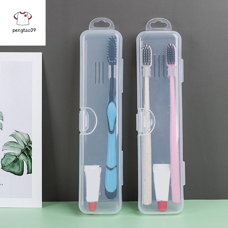 Pengtao09 ผู้ถือแปรงสีฟันโปร่งใสกรณีเดินทางแบบพกพาผู้ถือแปรงสีฟันพลาสติกกล่องยาสีฟันคอนเทนเนอร์ใหม่