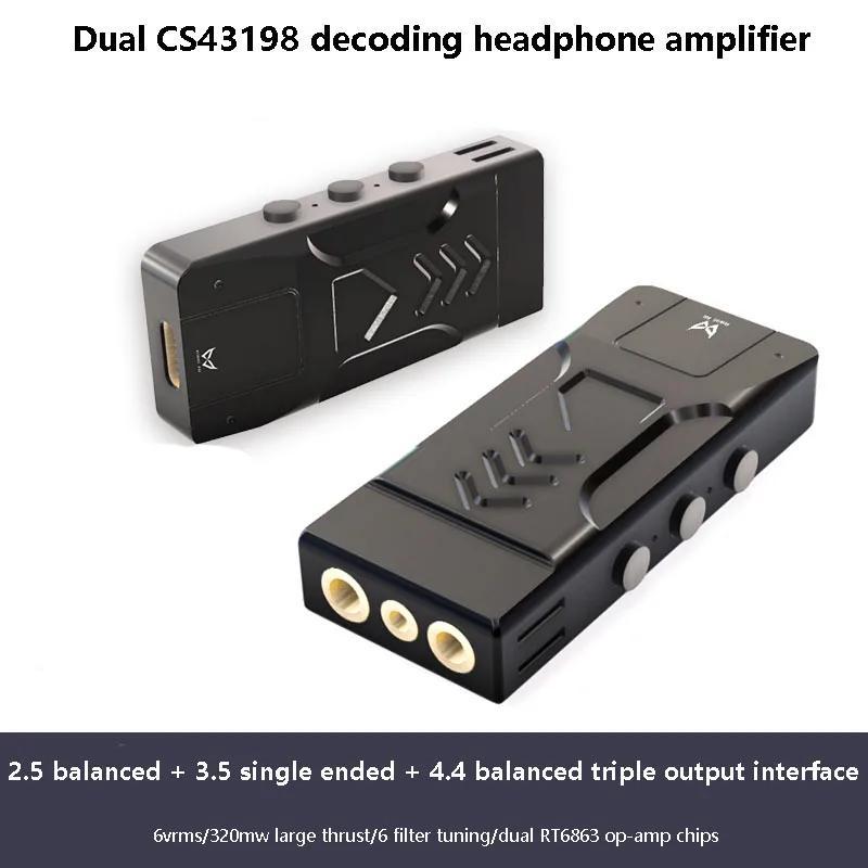 Portable Decoding Headphone Amplifier Dual CS43198 Support DSD256 32BIT 384K Lossless Decoding HIFI