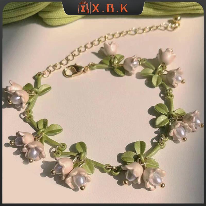 สร้อยข้อมือทำจากมุก Mori Lily Of The Valley ออกแบบฝรั่งเศสมืออาชีพ สไตล์ป่า Tropical Women's Jewelry