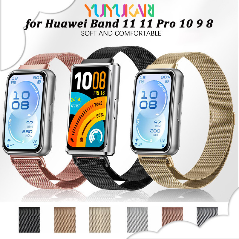 สาย สำหรับ Huawei Band 11/11 Pro สายรัดข้อมือโลหะสแตนเลส For Huawei Band 11/11 Pro โลหะแม่เหล็กสายนาฬิกา