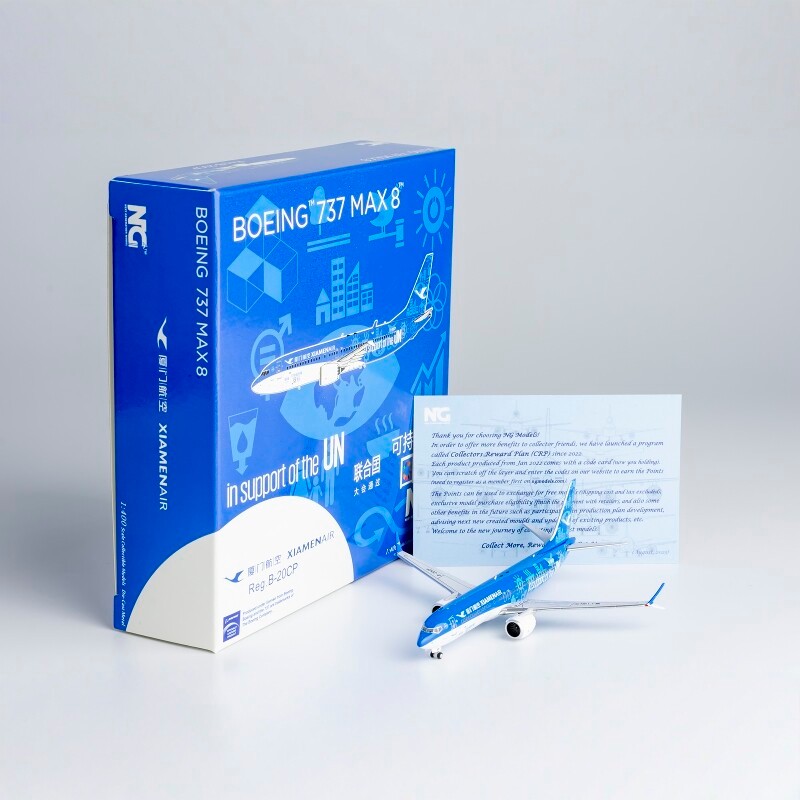 NG 1/400 Xiamen Airlines B737 MAX8 โมเดลเครื่องบินโลหะผสม B-20CP United Nations Dream