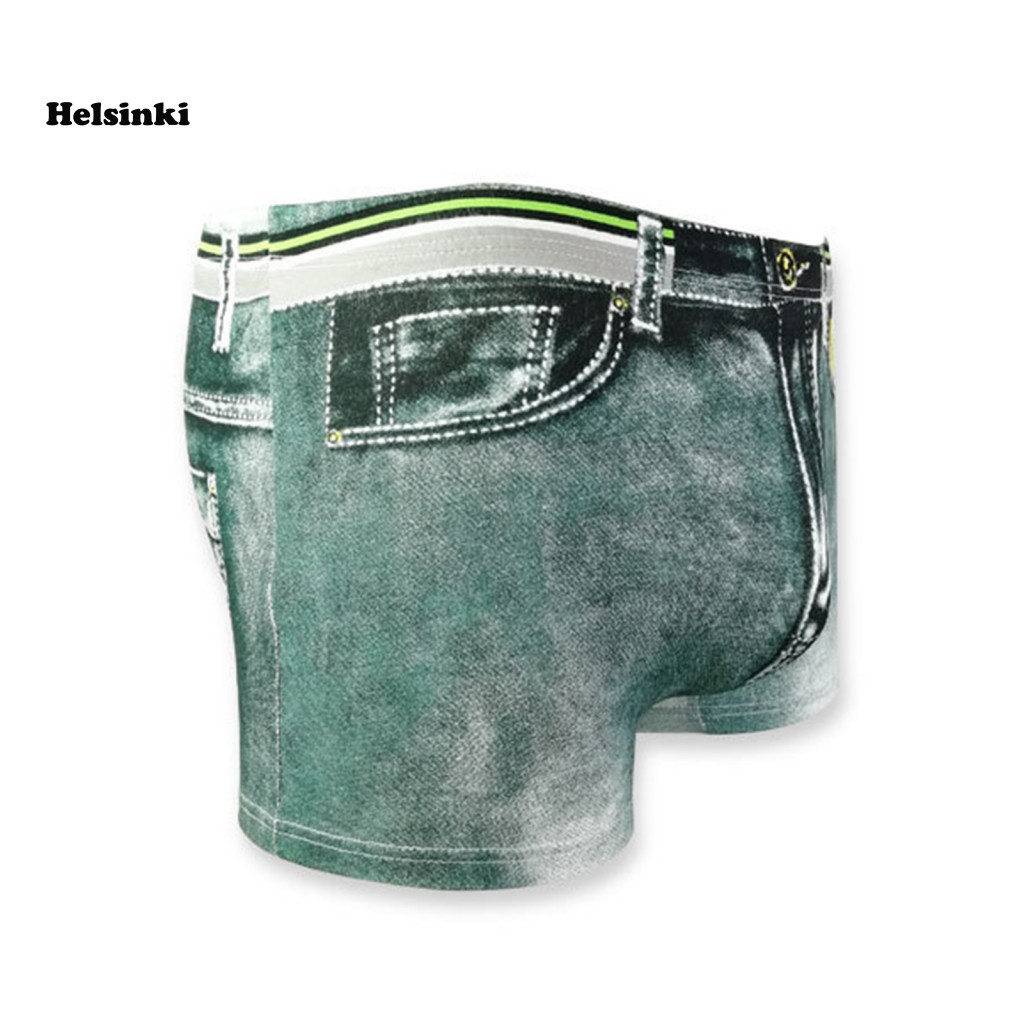 HLS กางเกงบ็อกเซอร์ 3D คาวบอยพิมพ์เซ็กซี่ Dollar Pocket กางเกงยีนส์ปลอมกางเกงสั้น