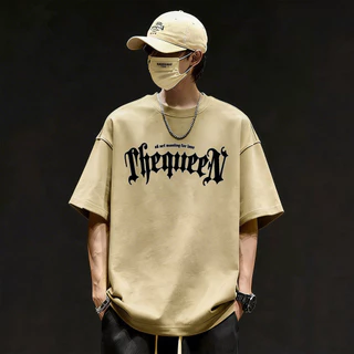 Basi💥เสื้อแฟชั่น เสื้อยืด oversize ผ้าฝ้าย100% แนวสตรีท ไม่ต้องรีดผ้า สวมใส่สบาย ผ้านิ่ม ลาย "ThequeeN”