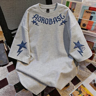 TEE·SHOP🍀 เสื้อยืด oversize เสื้อเท่ๆ เกาหลี " Thunder Star " เสื้อแฟชั่นใ เกาหลีสไตล์ พิมพ์ลาย ผ้านิ่มใส่สบาย COD📦