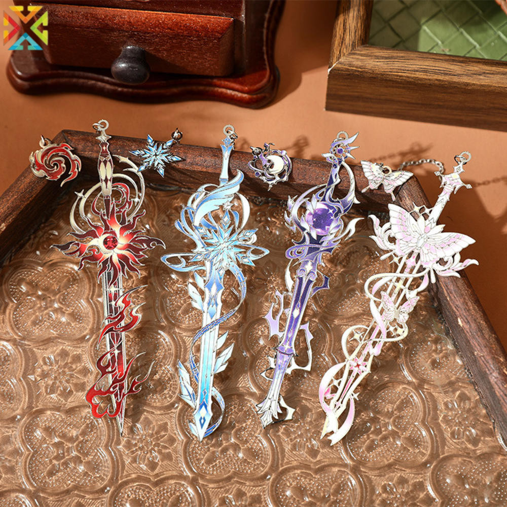 Vintage Sword Metal Bookmark Enamel Dagger Book Mark พร้อม Chain Dark Academia เครื่องเขียนของขวัญสําหรับ Reader