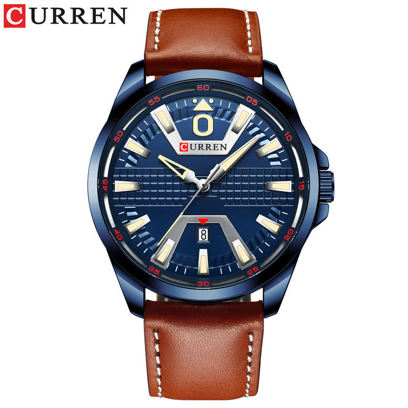 Curren/Curren 8379 นาฬิกาผู้ชายกันน้ําเข็มขัดควอตซ์นาฬิกาธุรกิจนาฬิกาผู้ชายปฏิทินนาฬิกา