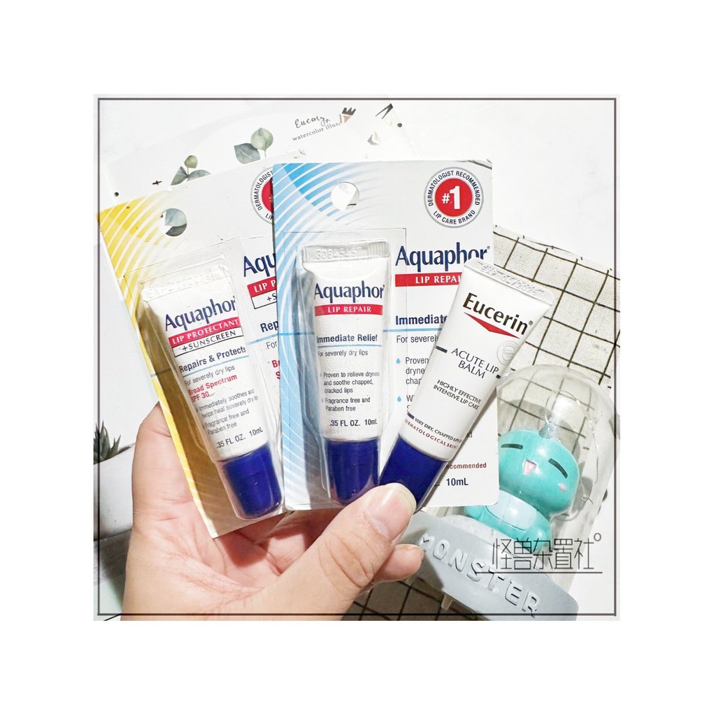 ลิปมัน lipbalm Small Ready Stock~Eucerin Eucerin Aquaphor Lip Balm Gel Lip Mask 10ml Moisturizing Su