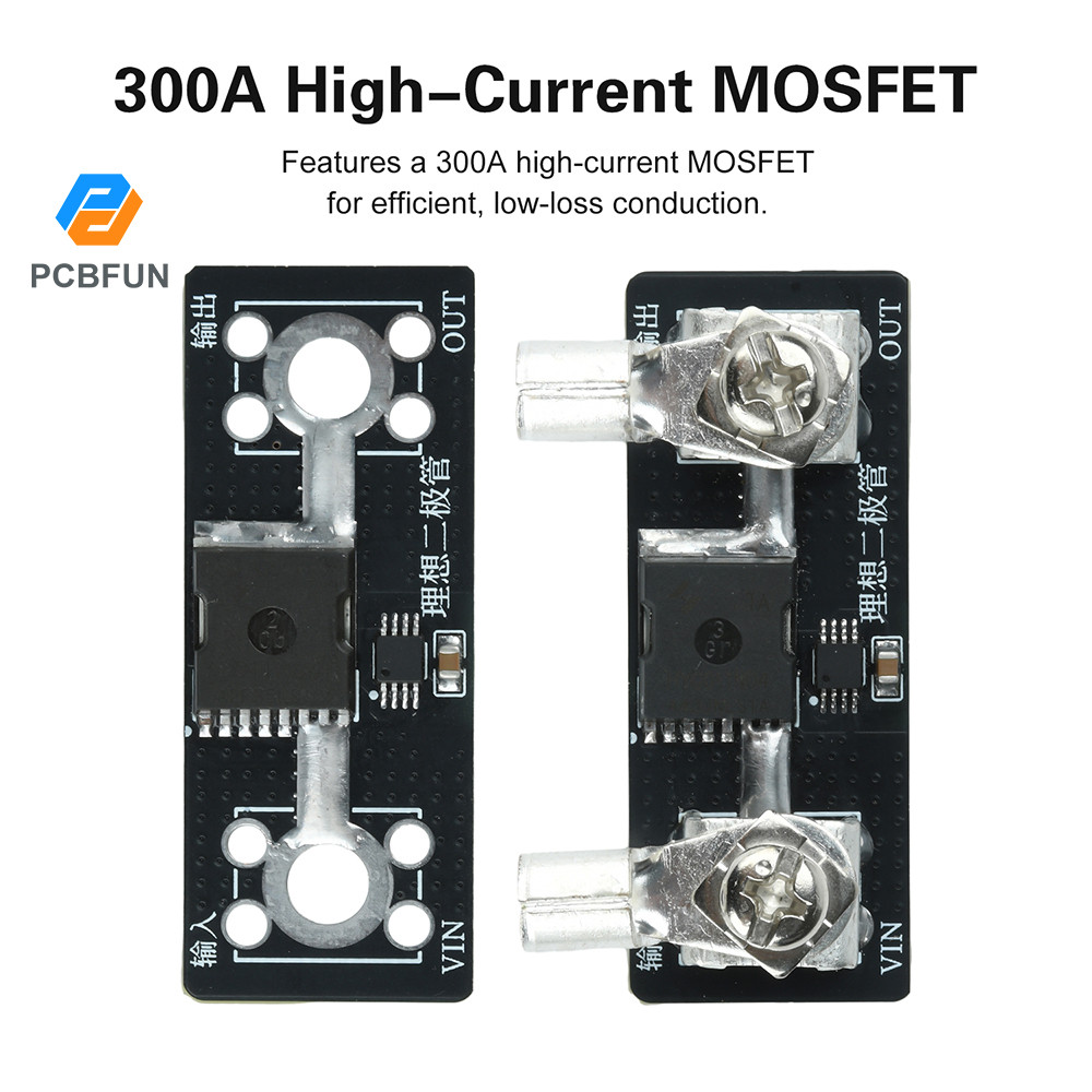 Pcbfun 40A 65A 100A ไม่มีแรงดันไฟฟ้าจํากัด Reverse Flow Protection Ideal Diode Module High Current สําหรับชาร์จพลังงานแสงอาทิตย์ Anti-Backflow