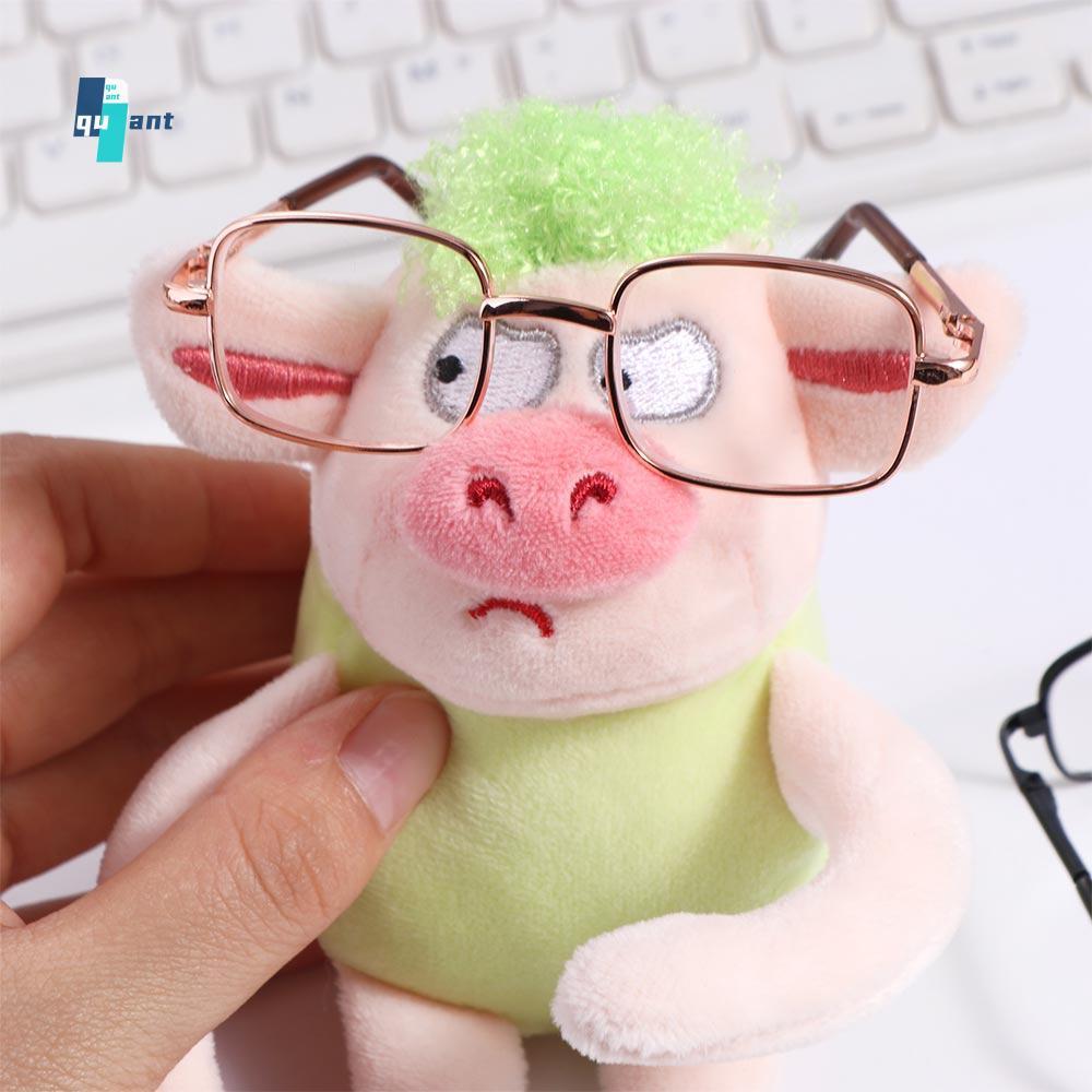 QUANTUMSKY Preppy Cotton Doll Glasses, 8.5 CM Lovely Idol Plush Doll Glasses, Cute Square Golden Kaw